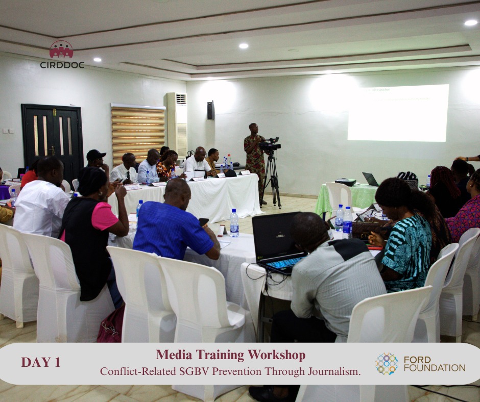 Participants engaged in media training workshop.
